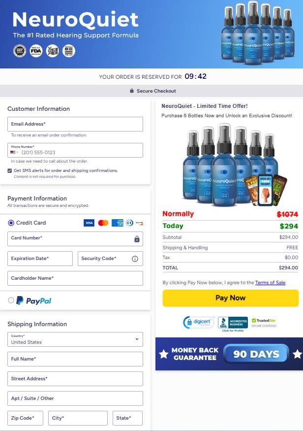 NeuroQuiet Official Website Secure Order Page